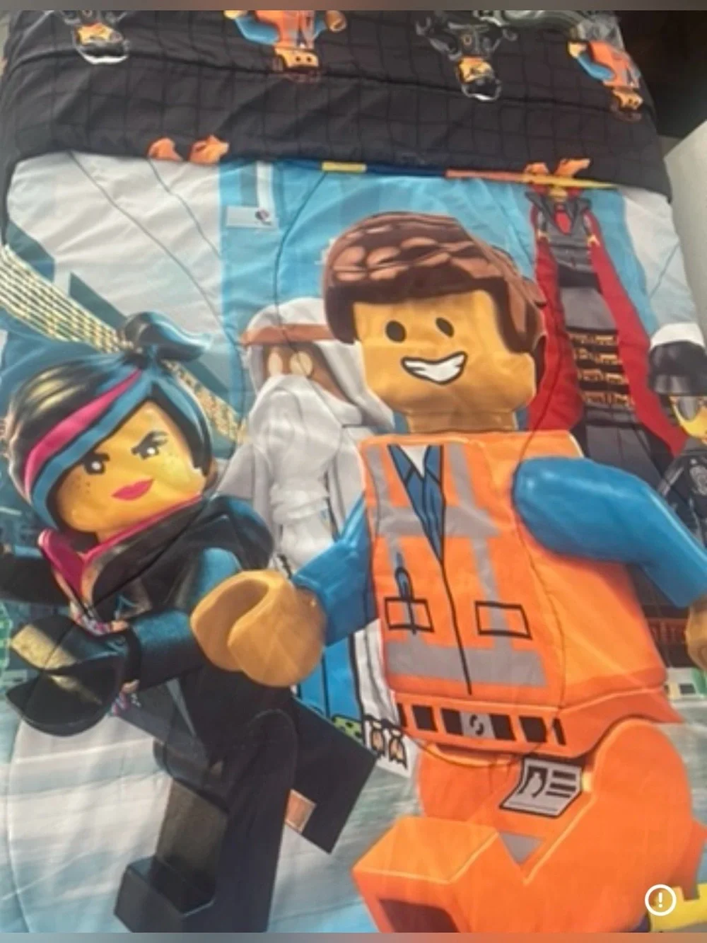 Lego Emmet Blue & White Reversible Comforter and Bed Set